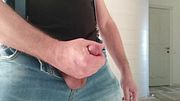 Cumshot in denim shorts 💦