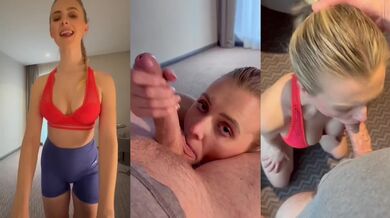 Lottie Lou the British blonde gobbles cheating husband in hotel gym leggings