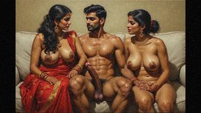 Wife sharing her husband&#039;s cock with her neighbour aunty