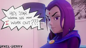Raven Claims Starfire with Enchanted Futa Dick in Steamy Hentai Tryst