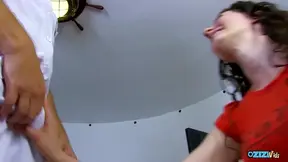 During a health examination, the busty brunette discovers she needs a big dose of cocks