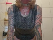 Sissy party slut rides dildo's