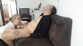 Secretary uses her hot ass to calm client