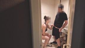 Gym Bathroom Surprise - She Got Caught with Ass Out &amp; Took My Load