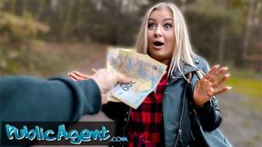 ”Big Titted Blonde: Woods Striptease”