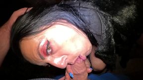 risky night fur coat blowjob – noisy deepthroat & neighbor panic