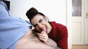 MISTRESS MIRA EXTREME:DINNER TIME-I JERK HIM OFF IN A PAINFUL WAY AND MAKE HIM EAT HIS OWN CUM (COCK BITING,SLAPPING,SCRATCHING ETC)