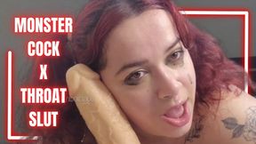 Thick latina in pigtails deep throats 12 inch long extra thick dildo