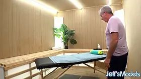 Hot BBW Remi Ferdinand Has Her Hairy Pussy Rubbed Good by The Masseur
