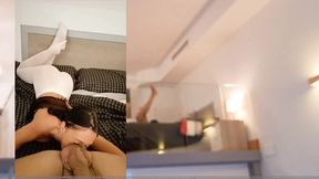 offering money to the sexy hot cleaning lady for fuck her small pink pussy in pov