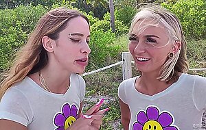 Beach bunny blondes khloe kapri & chloe temple threesome in front of cuckold sugar daddy