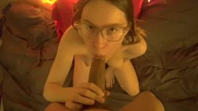 Nerdy Blonde Babe Loves Waking Up to Big Cock!