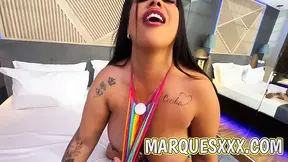 Luana, a hot EXPERIENCED LADY with thick natural boobs, takes on two lucky guys in her