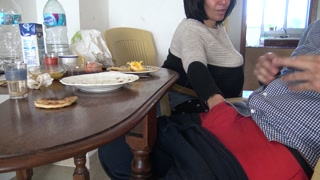 OMG!!! perverted pregnant stepmother swallows his cum for breakfast!!!