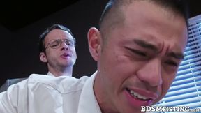 Asian intern Nate Grimes is fisted and dominated by boss Niko Reeves