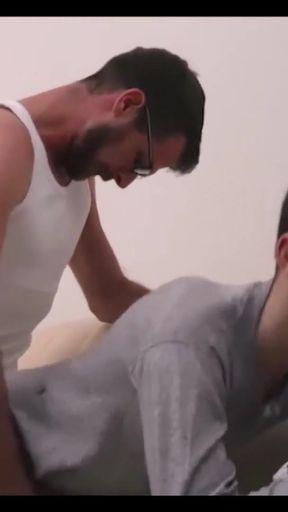 Emotional moment from "Young Twink Stepson Wakes Up To Stepdad Big Cock"