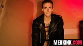 Hunk Christian Wilde sexily talks to the camera while WANKING his prick