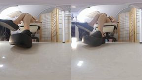 3DVR180 MARTINA_s thick black sandals in the office teach dwarfs to lick their shoes