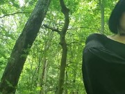Crystal plugged and caged walking in the woods