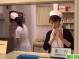 Japanese nurse with a hairy twat is offering up her holes to the highest bidder