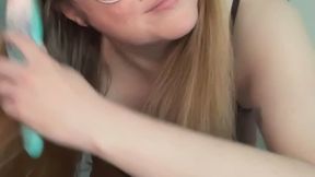 My long hair gets brushed, my hair brush gets fucked