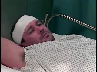 This nurse likes to screw her hunk patient in a hospital gown