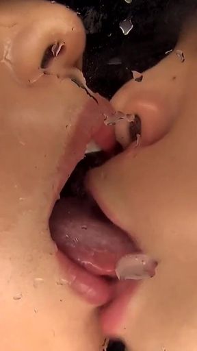 Three-way Soaked Tongue Kiss POV - Yua Nanami & Ameri Hoshi, Sloppy Licks, Wet Mouths. and You