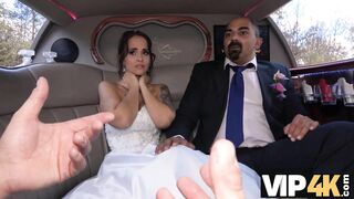 VIP4K. Bride permits husband to watch her having ass scored in limo