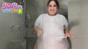 See-Through Shower Tease - Thick BBW in a Wet White Shirt