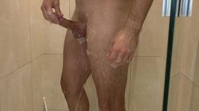 STRIAGHT DUDE WASHES PIERCED PECKER IN THE BATHROOM