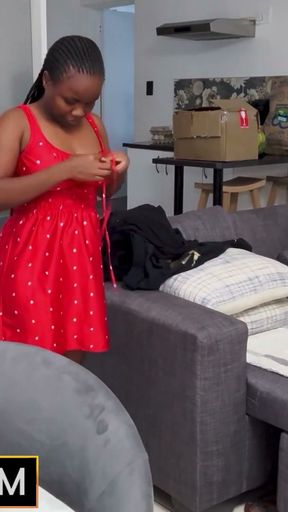 This BUSTY EBONY TEEN swore her man was her only one... so I had her RIDING my cock first take   Clip 1