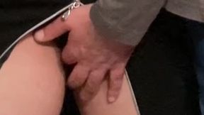 Horny Babe Fingered Under Dress in Public