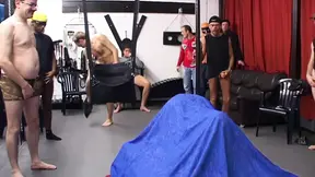 Amateur Salma De Nora gets covered in cum during a wild bukkake gangbang
