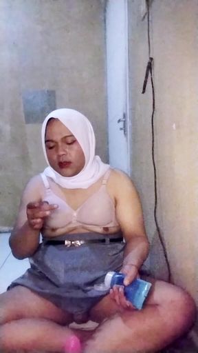 Hijab Waria Wears *** Uniform (again), Fulfills Her Fans' Wild Fantasies