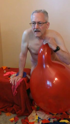 92) Part 2 - Red Tuf-Tex 24" Balloon Pop JO Cum   Clip 2