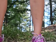 Gapping HAIRY PUSSY ,Panties Off n PISS on Public Hiking Trail