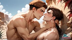 Gay Guy Ejaculates in the Desert Sun with Firm Muscles!