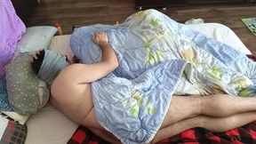 Hot foreplay with a couple, massage with oil on their bodies. Licks his wife&#039;s vulva until orgasm. Sensual oral sex of an amateu