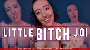 LITTLE BITCH JOI - Beta Safe Verbal Humiliation and Jerk Off Instructions by Miss Faith Rae with Pixel Censored Topless Tits and Laughing At You - HD 1080p MP4