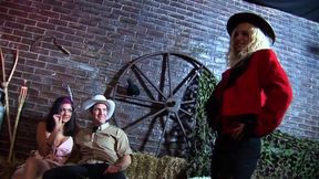 The girls are riding their cowboy