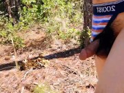 walking down a nature trail with my dick hanging out