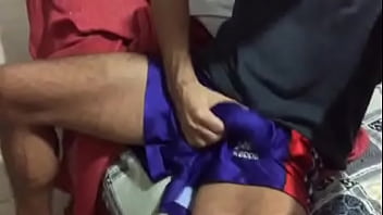 Bulge in shorts. Big dick