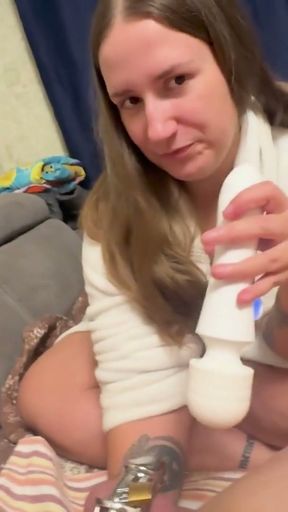 Anastasia Mistress fisting her slave a chastity belt and cock milking   Clip 1