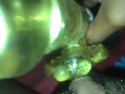 HUGE Vibrating dildo on big FTM clit (closeup POV)