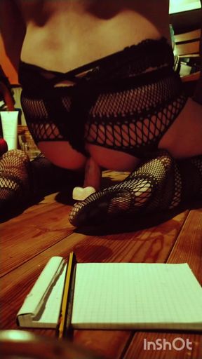 God anal in fishnet and panties