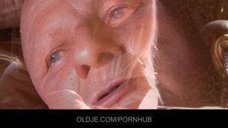 Sexy blonde teen fucks an old bald dreamer