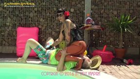 Carmen Rivera & Lady Vampira Are Celebrating a Pool Party with Their Slaves in the Femdom Empire Part 3