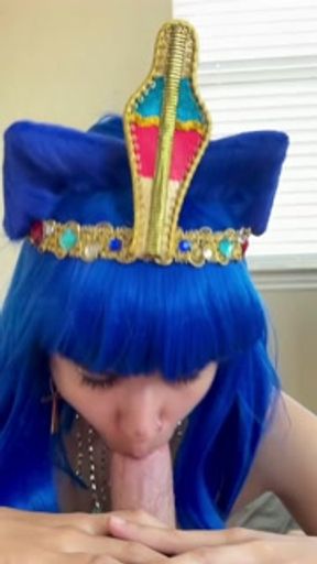 Ankha Sucks the Soul From a Lucky Villager with a Smile