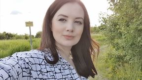 Grey leggings by the lake wetting peeing