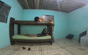 High Tension in the Bunk Bed Girlfriend on Top, Female Friend Below, Boyfriend in the Middle of the Chaos